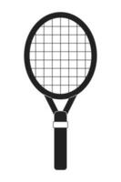 tennis racketen svartvit platt vektor objekt. trä- Utrustning. tennis racket. sommar sport. redigerbar svart och vit tunn linje ikon. enkel tecknad serie klämma konst fläck illustration för webb grafisk design