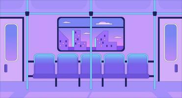 tåg interiör lo fi kyla tapet. metro säten. tunnelbana inuti. järnväg resa. snabb genomresa 2d vektor tecknad serie interiör illustration, vaporwave bakgrund. 80s retro album konst, synthwave estetik