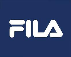 Fila Marke Logo Symbol Weiß Design Kleider Mode Vektor Illustration mit Blau Hintergrund