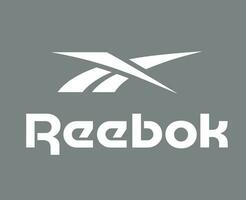 reebok logotyp varumärke kläder med namn vit symbol design ikon abstrakt vektor illustration med grå bakgrund