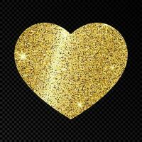 guld glittrande hjärta på mörk bakgrund vektor
