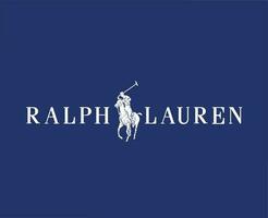 ralph lauren varumärke logotyp med namn vit symbol kläder design ikon abstrakt vektor illustration med blå bakgrund