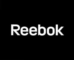 reebok varumärke logotyp namn vit symbol kläder design ikon abstrakt vektor illustration med svart bakgrund