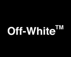 off-white varumärke logotyp namn vit symbol kläder design ikon abstrakt vektor illustration med svart bakgrund