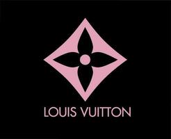 Louis vuitton logotyp varumärke mode rosa med namn design symbol kläder vektor illustration med svart bakgrund