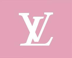 Louis vuitton varumärke logotyp vit symbol design kläder mode vektor illustration med rosa bakgrund