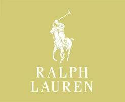 ralph Lauren Marke Symbol mit Name Weiß Logo Kleider Design Symbol abstrakt Vektor Illustration mit Gold Hintergrund