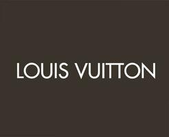 Louis vuitton Marke Logo Name Symbol Weiß Design Kleider Mode Vektor Illustration mit braun Hintergrund