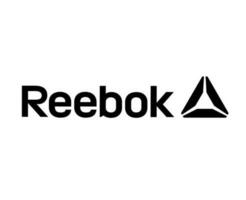 reebok varumärke logotyp med namn svart symbol kläder design ikon abstrakt vektor illustration