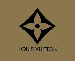 Louis vuitton logotyp varumärke mode svart med namn design symbol kläder vektor illustration med brun bakgrund