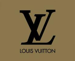Louis vuitton Marke Logo mit Name Symbol schwarz Design Kleider Mode Vektor Illustration mit braun Hintergrund