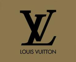 Louis vuitton varumärke logotyp med namn symbol svart design kläder mode vektor illustration med brun bakgrund