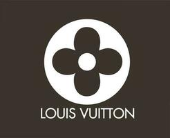 Louis vuitton Logo Marke mit Name Symbol Weiß Design Kleider Mode Vektor Illustration mit braun Hintergrund