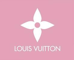 Louis vuitton Marke Logo Mode Weiß mit Name Design Symbol Kleider Vektor Illustration mit Rosa Hintergrund