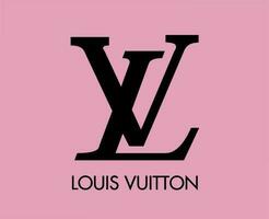 Louis vuitton varumärke logotyp med namn svart symbol design kläder mode vektor illustration med rosa bakgrund