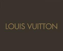 Louis vuitton varumärke logotyp namn symbol design kläder mode vektor illustration med brun bakgrund