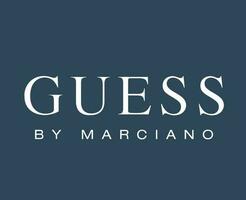 vermuten durch Marciano Marke Logo Symbol Weiß Design Kleider Mode Vektor Illustration mit Blau Hintergrund