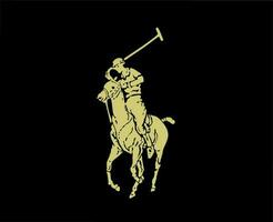 polo varumärke logotyp guld symbol kläder design ikon abstrakt vektor illustration med svart bakgrund