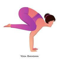 jung Frau trainieren Yoga Bakasana Pose. vektor