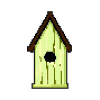 trä fågel hus spel pixel konst vektor illustration