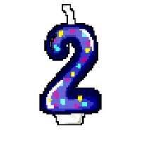 zwei Flamme Geburtstag Nummer Kerze Spiel Pixel Kunst Vektor Illustration