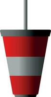 röd plast kopp dryck med sugrör vektor