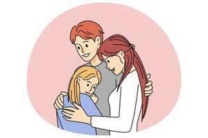 glücklich Familie mit Kind umarmen vektor