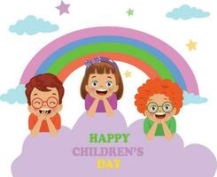 ein Poster zum das Kinder- Tag mit das Wörter glücklich Kinder- Tag vektor