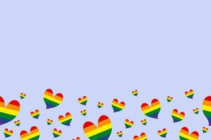 Stolz Monat Hintergrund lgbtq Stolz Flagge Farben. Vektor Banner mit Regenbogen Herz. Symbol von Stolz Monat Juni Unterstützung. Kopieren Raum, Herz Konfetti.