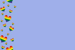 Stolz Monat Hintergrund lgbtq Stolz Flagge Farben. Vektor Banner mit Regenbogen Herz. Symbol von Stolz Monat Juni Unterstützung. Kopieren Raum, Herz Konfetti.