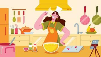 matlagning vlogger kvinna vektor