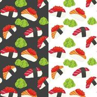 Sushi nahtlos Muster, asiatisch Essen, japanisch Sushi Hintergrund vektor