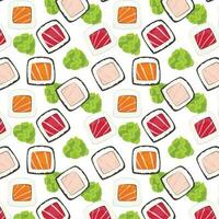 Sushi nahtlos Muster, asiatisch Essen, japanisch Sushi Hintergrund vektor