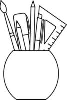 Vektor linear Schreibwaren Symbol im ein Glas, Schule und Büro Lieferungen, zurück zu Schule, skizzieren und Gekritzel