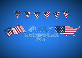 USA flagga med text självständighetsdagen vektor illustration blå bakgrund