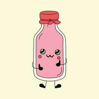 süß glücklich komisch Milchshake mit kawaii Augen . Vektor Illustration isoliert