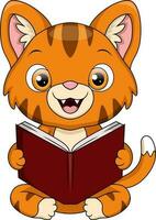 süß Katze Karikatur lesen ein Buch vektor