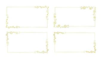 Gold Blumen- Rechteck Rahmen Satz. einfach Linie Grenze, Blätter und Blumen, Hochzeit Einladung und Karten, Logo Design und Plakate Vorlage. elegant minimal Stil Blumen- Vektor isoliert