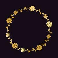 runden Gold Blumen- Rahmen Vorlage. Luxus golden Rahmen Rand zum einladen, Hochzeit, Zertifikat. Vektor Kunst mit Blumen und Blätter.