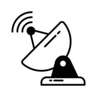 parabolisk maträtt antenn, ett ikon av Plats kommunikation enhet i modern stil vektor