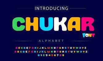 funky bunt Karikatur Schriftart Typ. Vektor Alphabet