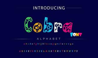 funky bunt Karikatur Schriftart Typ. Vektor Alphabet