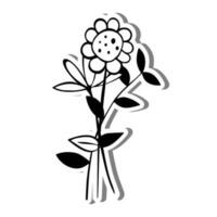 einfarbig Blumen und Blätter auf Weiß Silhouette und grau Schatten. Vektor Illustration zum Dekoration oder irgendein Design.