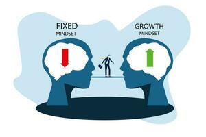 Geschäftsmann Suche oder Entdeckung zwischen denken Wachstum Denkweise Menschen und Fest Denkweise Konzept Vektor