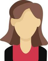 ikon färgad kvinna ung flicka avatar med kort brun hår ansiktslös vektor