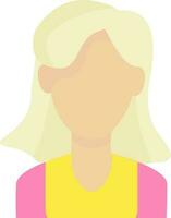 ikon färgad kvinna ung flicka avatar med kort vågig blond hår ansiktslös vektor