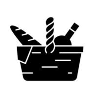 picknick korg svart glyph ikon vektor