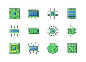 Mikroschaltungen RGB-Farbsymbole eingestellt vektor