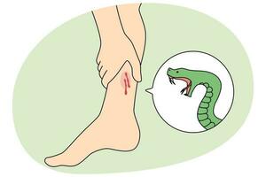 Schlange beißen Person Bein vektor