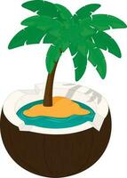 wenig Sand Insel mit Palme Baum im Kokosnuss Vektor Illustration